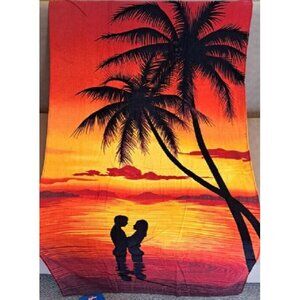 New Orange Red Sky Tropical Palm Tree Bath Beach Pool Gift Towel Sunset Couple